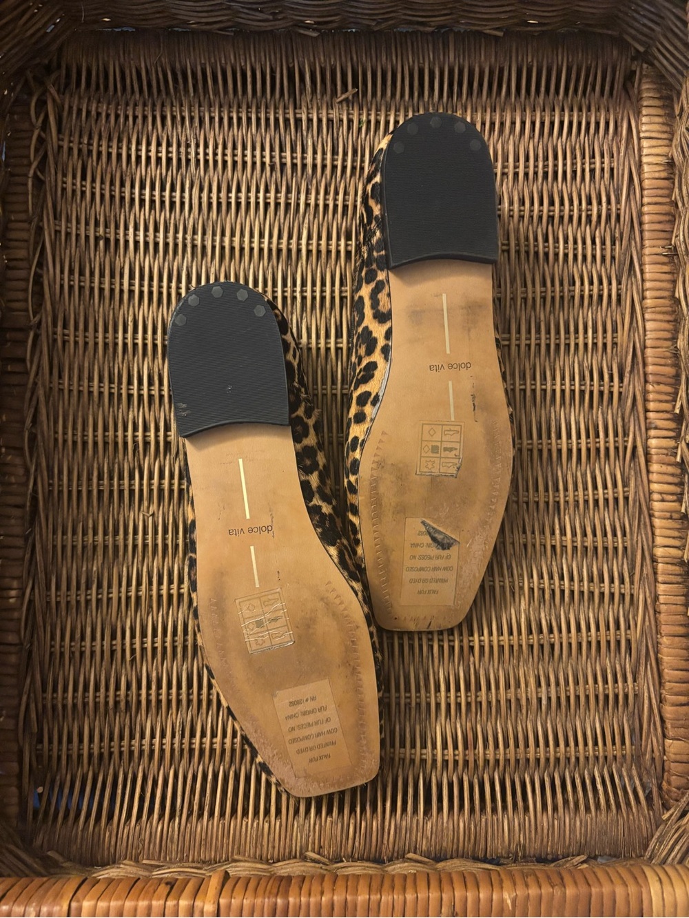 Dolce Vita Leopard Print Ballet Flats - Black Trim, Brown Spots - Picture 2 of 5